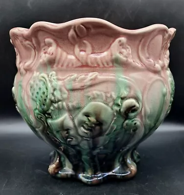 Antique Weller Pottery Blended Glaze Comedy & Tragedy Theatre Mask Jardiniere • $225