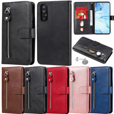 $15.88 • Buy Zipper Wallet Leather Flip Case Cover For Oppo A78 A58 A17 A96 Reno8 Realme 10