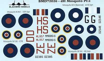 De Havilland Mosquito Pt:2 1/72nd Scale Decals • £5