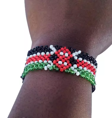 Wrist Band Bracelet Maasai Masai Beaded Kenyan Flag With Kenya Text Women 7.5  • $7.99