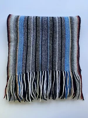 £29.99 • Buy 100% Pure Cashmere Multi Stripe Scarf Blue Black Grey 144cm X 21cm Unisex
