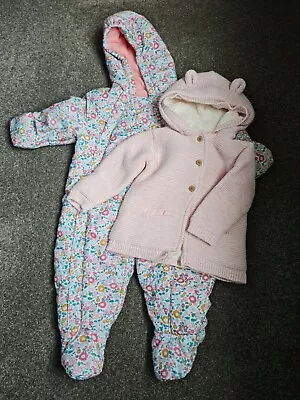 £15 • Buy M&S Baby Girls Pram Snowsuit 9-12 Months & Tu Hooded Jacket 12-18 Months Bundle