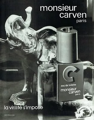 1983 Advertising 129 Eau Toilette Advertising Monsieur Carven Viritility Elephant • $3.21
