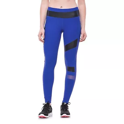 90 DEGREE Royal Blue Yoga Fitness Workout Pants W/ Shine-finish Inserts Size L • $29.99