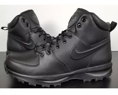 Nike Manoa Leather Hiking Boots Triple Black 454350-003 Mens 12 • $69.95