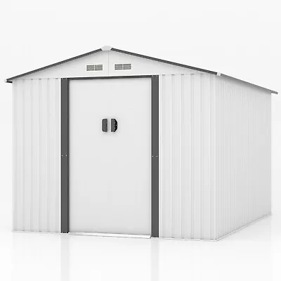 4'x6'/8'x8' Outdoor Storage Shed Metal Utility Tool House Lockable Sliding Door • $419.99