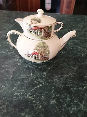 VINTAGE Royal Winton Grimwades Red Roof Inn Teapot And Milk Jug • $90