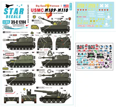 Star Decals For 1/35 Big Guns Vietnam 1 USMC M109 155mm M110 8 Inch SP Howitzer • $7.12