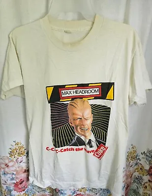 Vintage Max Headroom Coca Cola Catch The Wave Single Stitch Graphic T-Shirt L • $34.99