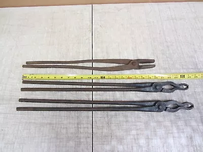 Vtg Lot Of 3 Blacksmith Anvil Forging Tongs Double Arched Jaw Atha Champion • $89.99