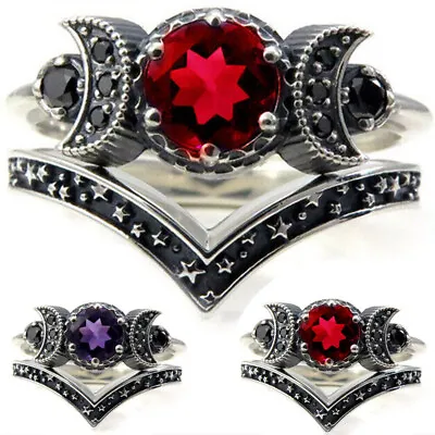 Bohemian Triple Moon Phase Ring Wiccan Pagan Goddess Witchy Gothic Women Jewelry • $1.44