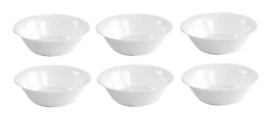 Set Of 6 White Cereal Bowls Glass Ice Cream Bowl Tempered Soup Dessert 17cm • £14.99