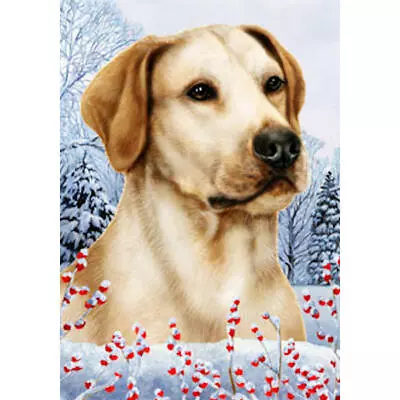 Yellow Labrador Retriever Winter Berries Flag • $21.95