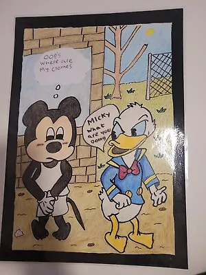 A Original A3 Laminated Drawing Of Micky Mouse And Donald Duck • $6.23