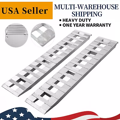 2X 6000lbs 72  X 15  Aluminum Trailer Ramps For Car ATV Truck Auto & Hook Ends • $221.34