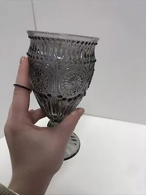 Weddingstar Vintage Inspired Pressed Glass Goblet Black 12oz • $12