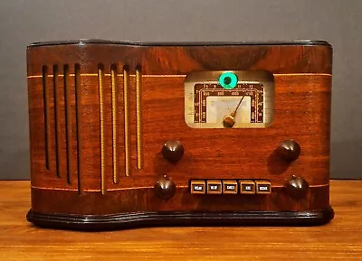 Old Antique Wood Silvertone Vintage Tube Radio -Restored & Working W/ Magic Eye! • $76