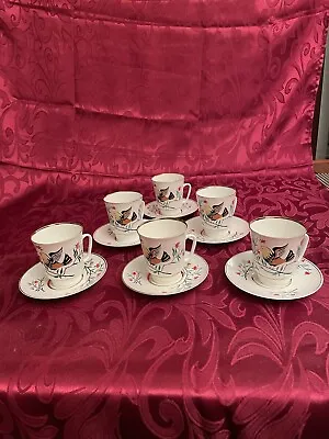 Vintage Russian USSR Porcelain Lomonosov Demitasse Cups And Saucers - Set Of 6 • $99