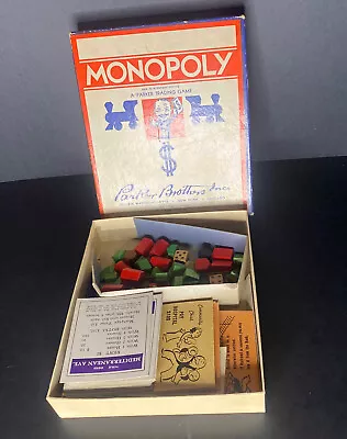 Vintage 1937-39 MONOPOLY Game Wooden Tokens Hotel Houses Parker Bros Read Desc • $24.99