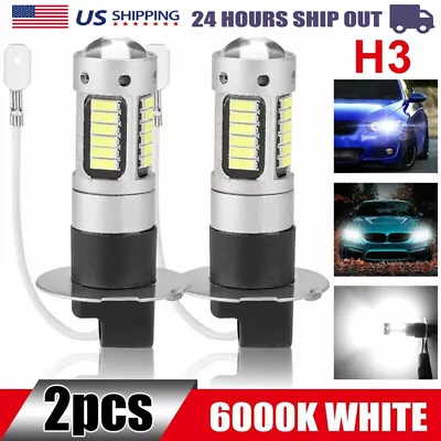 2PCS H3 LED Fog Driving Light Bulbs Conversion Set DRL 6000K White Super Bright • $7.99