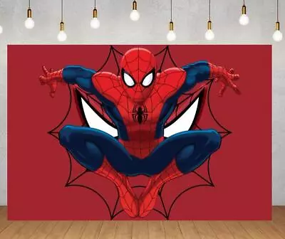 $17.11 • Buy Boys Spiderman Backdrop Kids Happy Birthday Photo Background Banner Prop Decor