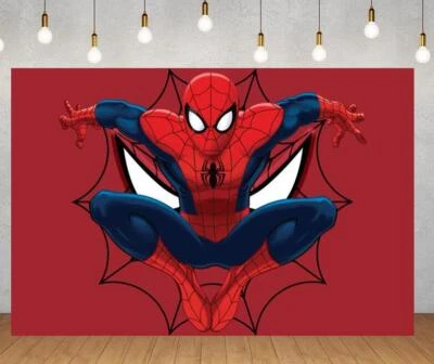 $17.11 • Buy Boys Spiderman Backdrop Kids Happy Birthday Photo Background Banner Prop Decor