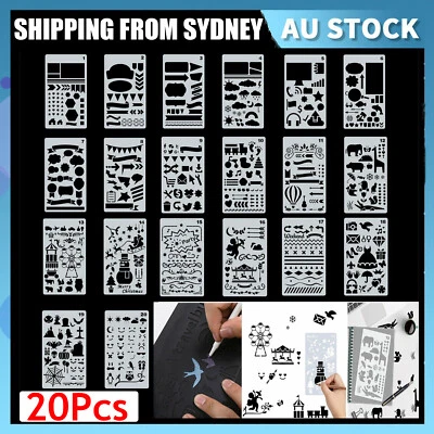 $17.88 • Buy 20-40X Bullet Journal Stencils Plastic Planner Template Diary Notebook Scrapbook