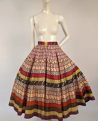 Madalyn Miller Vintage 1950’s Striped Taffeta Circle Skirt W Sequins • $185