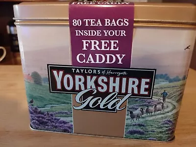 Taylors Of Harrogate..Yorkshire Gold Tea Caddy..with Teabags Inside..collectable • £8