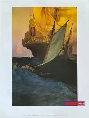 Howard Pyle An Attack On A Galleon Vintage Pirate Art Print 19 X 25 • $51.92