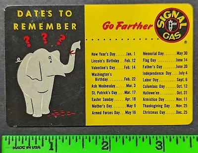Vintage 1954 Signal Oil Elephant Celluloid Advertising Pocket Calendar • $24.95