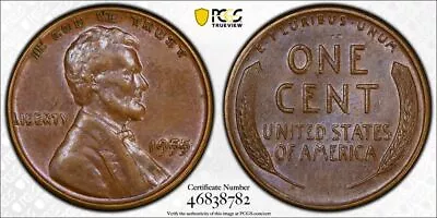 1955 P PCGS AU55 | Lincoln Wheat Penny Cent DDO DOUBLE DIE - 1c US Coin #43459A • $2995
