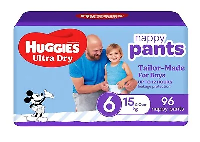 Huggies Ultra Dry Nappy Pants Boy Size 6 (15Kg And Over) 96 Count • $83.10