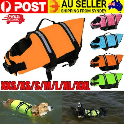 Dog Life Jacket Swimming Float Vest Reflective Adjustable Buoyancy Aid Pet AU • $18.99