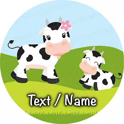 Cow Animal Cake Topper Party Decoration Edible Birthday Custom Personalised Farm • £5.49