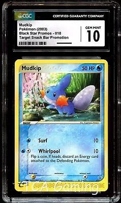 CGC 10 GEM MINT Mudkip 018 TARGET Snack Bar Black Star PROMO Pokemon Card • $89.99