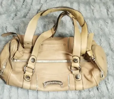 B. Makowsky Leather Baguette Purse Tan Zip Closure Shoulder Bag Side Pockets • $22.49