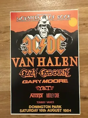 $9.99 • Buy 1984 Monsters Of Rock AC/DC Van Halen Ozzy Osbourne Cardstock Concert Poster 