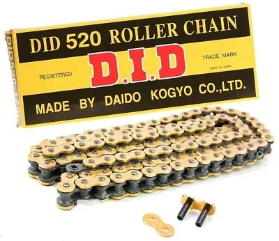 DID Chain 520 X 120 RJ Heavy Duty Gold & Black Chain For Honda CRF250 R CRF450 R • £39.97
