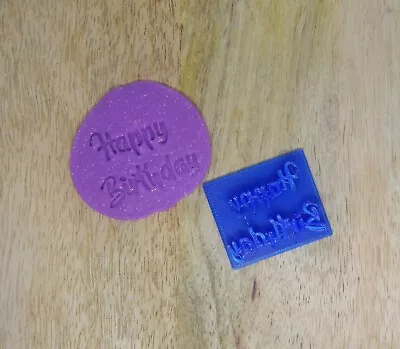 $6 • Buy Script HAPPY BIRTHDAY Stamp Cookie Fondant Embosser Party Favour Biscuit 