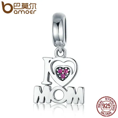 BAMOER Solid 925 Sterling Silver Charm Bead Colorful CZ Fit Bracelets Jewelry • $4.75