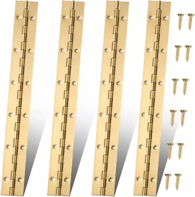 12 Inch Gold Stainless Steel Piano Hinges 4 Pcs Continuous & Piano Hinge With H • $36.97