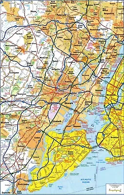 NEW YORK CITY MAP WEST NYC POSTER PICTURE PHOTO BANNER PRINT Road Manhattan 5853 • $14.99