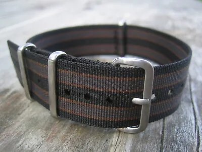 20mm: Vintage Military Style SEAT BELT Watch Strap: Black Grey Rust Bond G10 Raf • $25