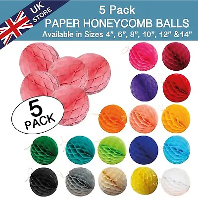 5 Pack 4  6  8  10  12   PAPER HONEYCOMB BALLS Wedding Birthday  Decoration • £4.15