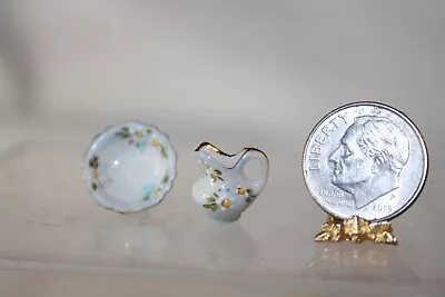 Miniature Dollhouse Jo Parker Fine Porcelain Victorian Washbowl & Pitcher 1:24 • $44.99