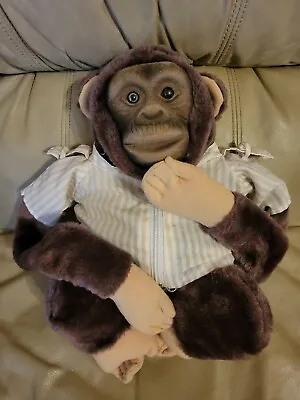 Vintage Chimpanzee Monkey Puppet Plush Stuffed Squeak Sound Long Arm Jacket 24  • $29.99