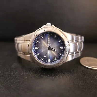 Men’s Armitron Day/Date Watch 20/1725 Blue Stainless Steel 165 Resistant !!! • $18