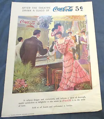 VINTAGE 1975 AFTER THE THEATRE DRINK A GLASS Of COCA-COLA ADVERTISING POSTER • $9.99