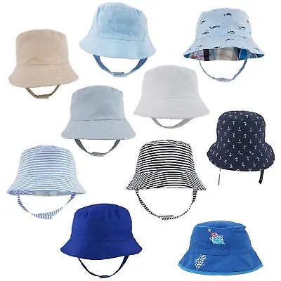 £3.25 • Buy Baby Boys Sun Hat Chin Strap Summer Beach Bucket Cap 0 3 6 9 12 18 24 36 Months